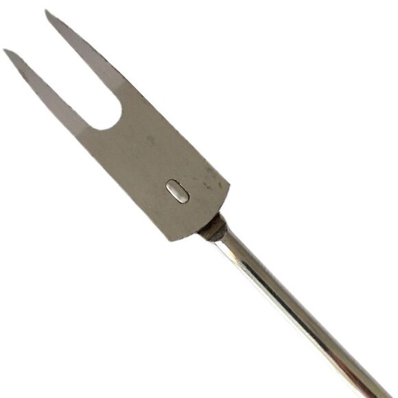 Vintage FOLEY Meat Fork Chrome Plated Carving Serving Black Handle USA Retro - Picture 7 of 16